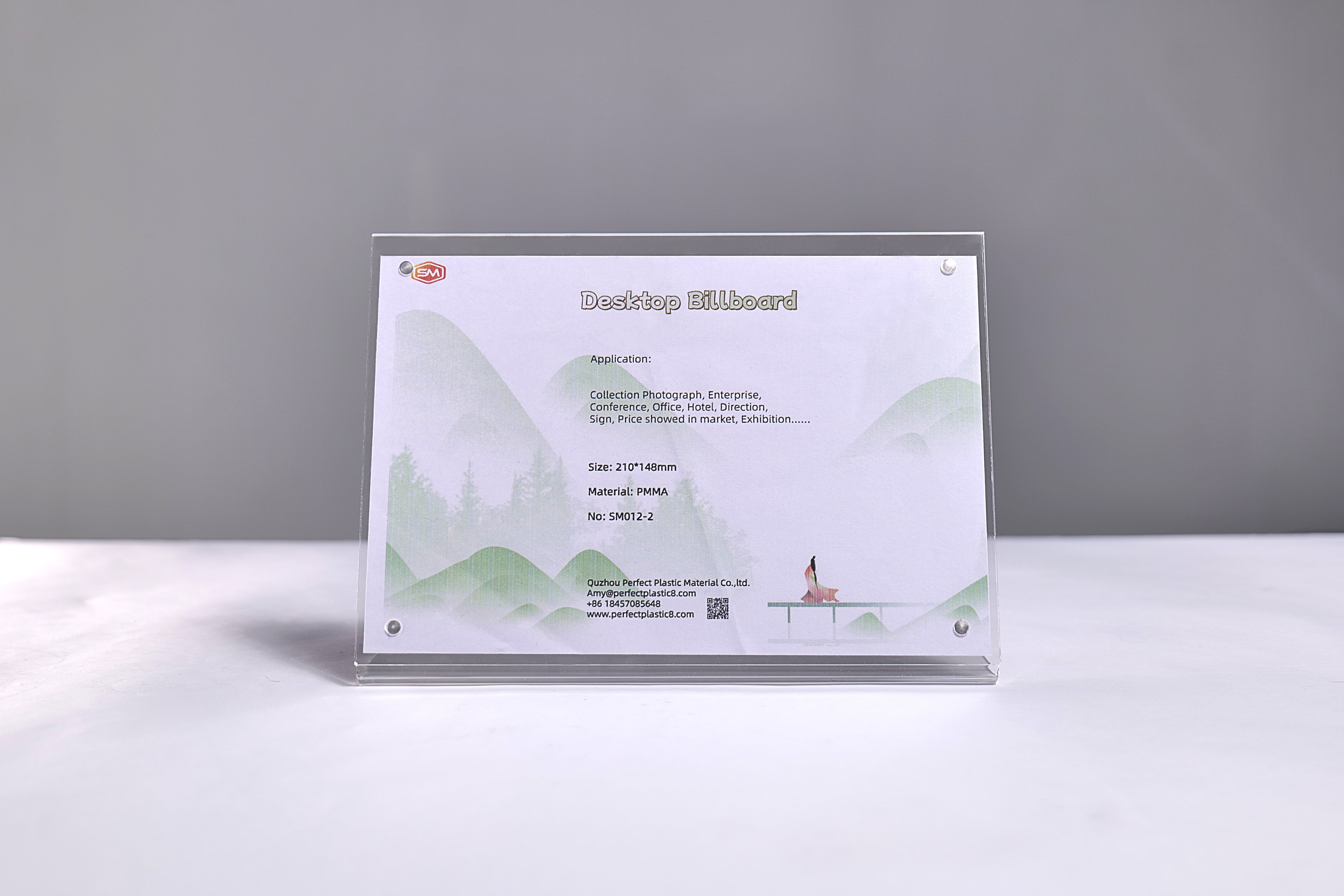 Vertical Type A4 A5 A6 Size L Shape Magnetic Acrylic Sign Holder Slanted Billboard