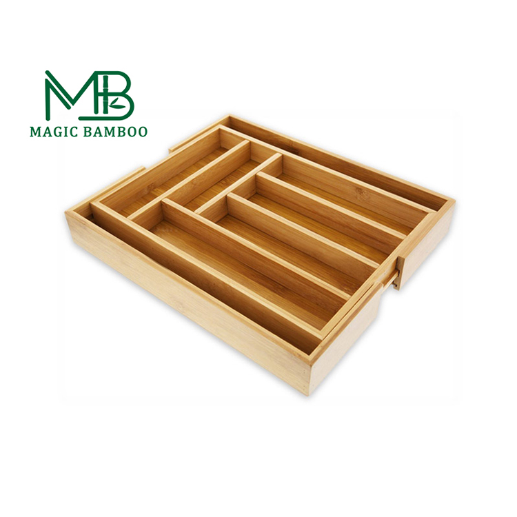 Other Home Storage Organization 8 Compartment Adjustable Bamboo Cutlery Serving Tray
