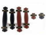 Genuine Leather Drawer Pull Black Leather Office Table Dresser Handles Modern