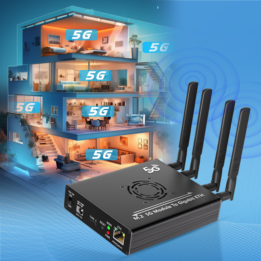 NGFF(M.2) 4G/5G Module To Type C Adapter With POE Module And Dual SIM Card Slot And RJ45 Port, Realtek RTL8125BG Controller
