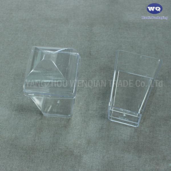 3 Oz Mini Dessert Cups With Spoons, Square Tall - Clear Plastic Parfait