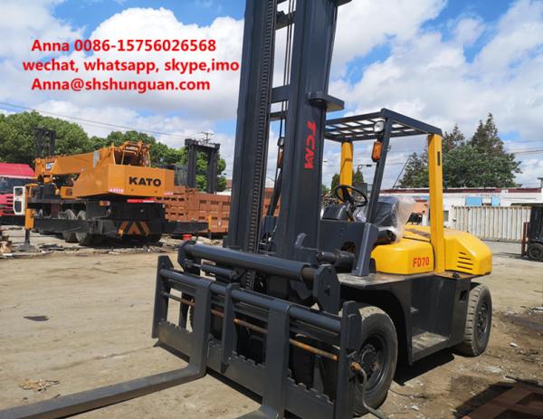 Buy cheap 5.5m high mast TCM FD70 7ton Diesel Forklift Truck , TCM used container forklift from wholesalers