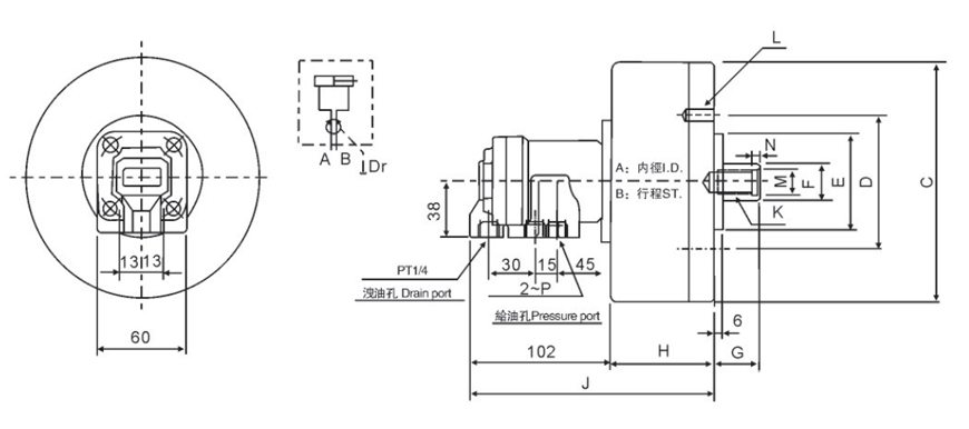 S NON-THROUGH HOLE ROTARY HYDRAULIC CYLINDER