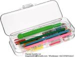 Pencils Box, Clear Stationery Box With Snap-Tight Lid, Plastic Large Capacity