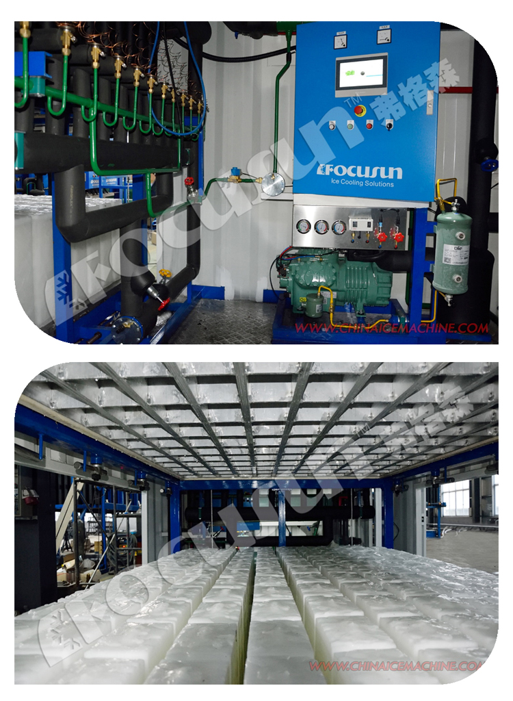 Direct Cooling Block Ice Machine and 5 Tons Containerized Cold Room Complete Solution