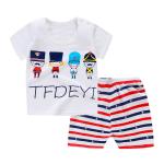 Summer Kids Pajama Set Plain Animal Short Sleeve Tee And Shorts