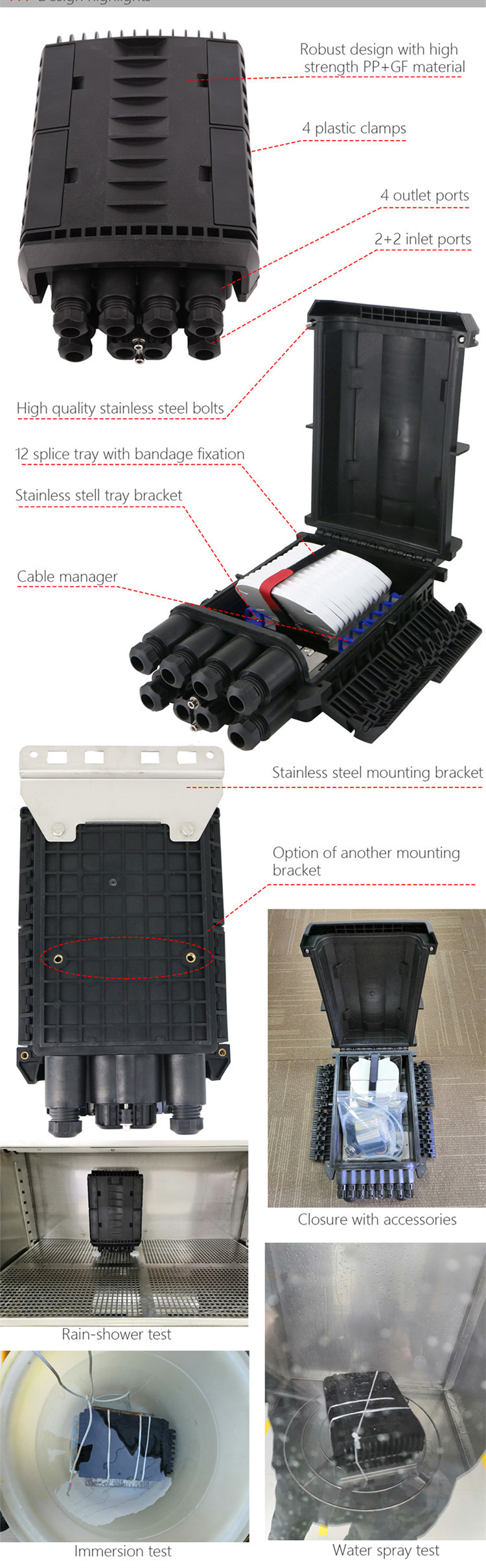 16 Core FTTH Fiber Access Terminal Box Caixa Caja Outdoor Wall With CTO Inline Drop Cable