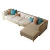 Buy cheap Beige Tufted Chesterfield Sofa Genuine Leather Sofa Set With Brass Base from wholesalers