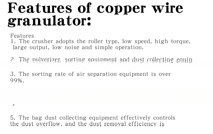 Copper Wire Recycling Equipment for 400-500kg/h Three Phase Voltage Waste Wire Shredder
