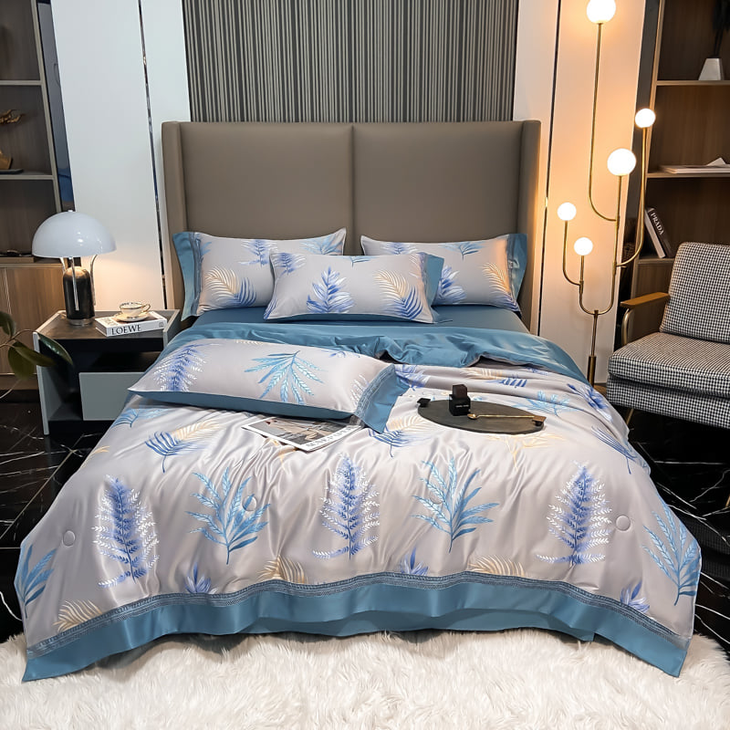 Stylish Tencel Modal Sheet Pillowcase Set with Embroidered Duvet Cover and Pillowcases