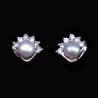 Buy cheap White Gold Silver Pearl Earrings Zircon For Women Wedding Engagement Party from wholesalers