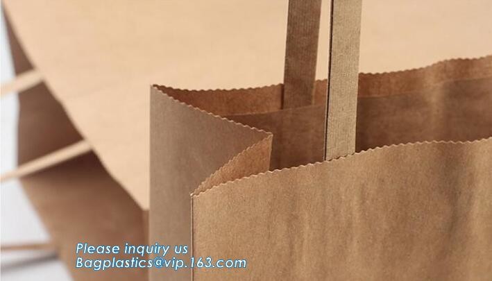 tea brown paper bag with logo print eco friendly With Ribbon Handles wine packaging offset bags,Decorative Paper Bags wi