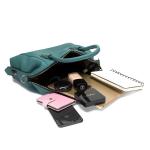 Small Simple Top Layer Dark Green Cowhide Leather Tote Handbags Purse