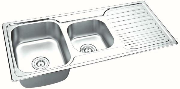 304 Ss Double Bowl Sink , Fashion Double Bowl Sink Unit For 500 Base Unit /