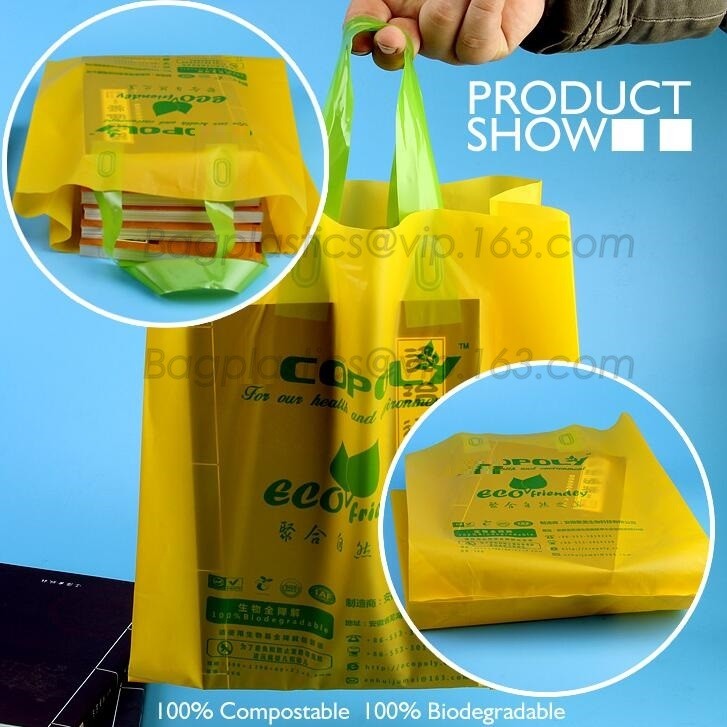 100% Eco-friendly Material Certified PLA Compostable Bag,Corn Starch T Shirt Bag Meet EN13432 BPI Biodegradable And Comp