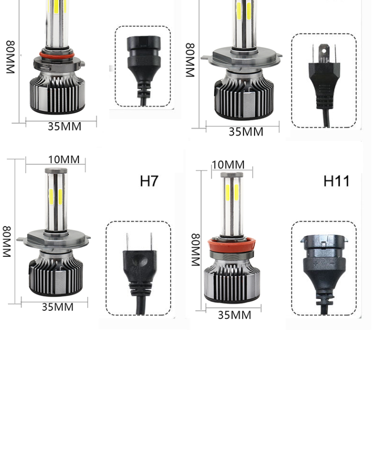360 Degrees Lighting N6 LED Car Headlight H4 H7 H8 H11 Led Fog Light Bulbs