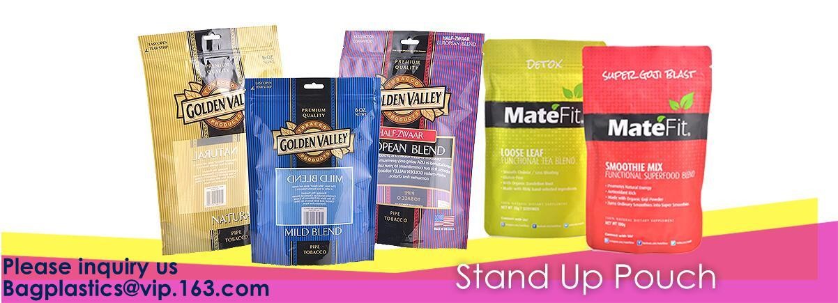 Kraft Stand Up Pouches Clear Stand Up Pouches Jute Look Stand Up Pouches Striped Stand Up Pouch with Rectangular Window