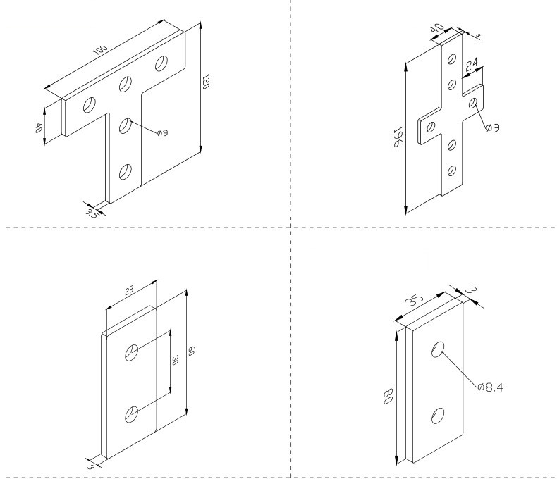 5052 Metal Laser Cutting Parts 0.01-0.1mm T-Shaped L-Shaped Cross Shaped Connecting Plate