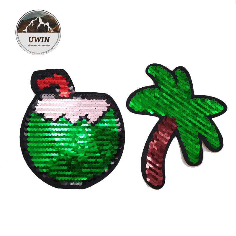 Summer Flip Sequin Patch Kids Clothing Sparkle Sequin Embroidered Patch
