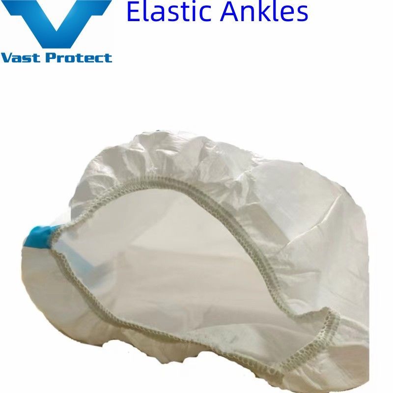 Light Disposable White Blue Sealed Seam Microporous Coat Without Boots-Cover