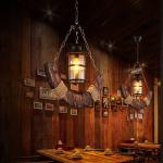 Industrial Wood Chandelier Creative Living Room Bar Dining Room Handing Lamp(WH