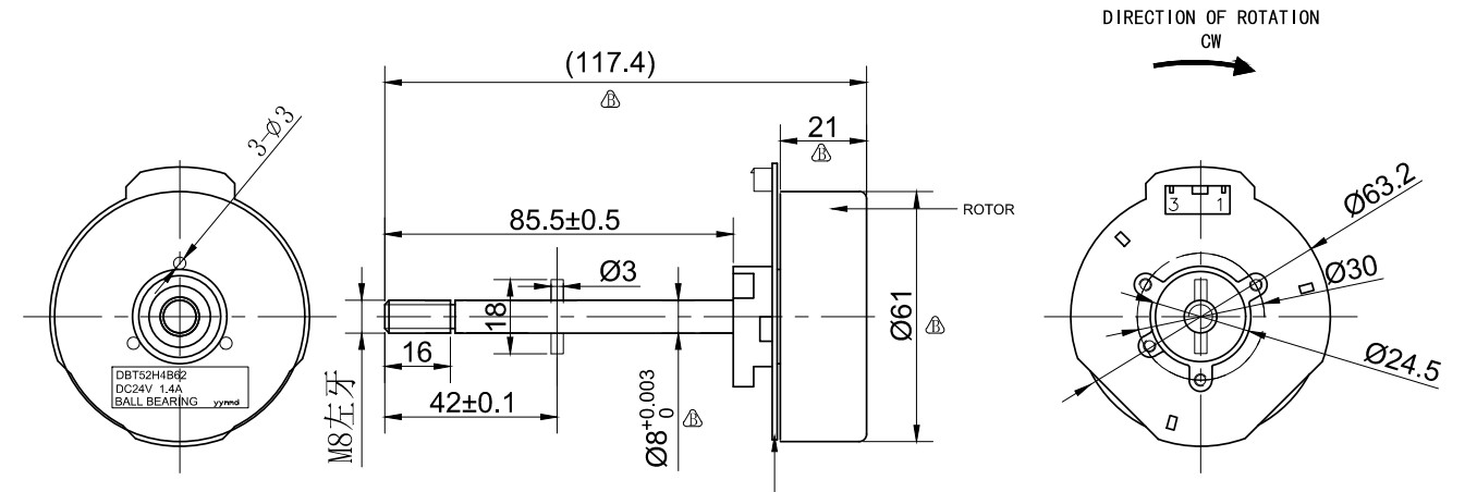 Energy Saving 24V Brushless DC Electric Motor Three Phase 8 inch