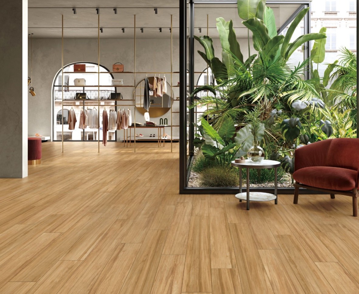 Eco-Friendly 165x1000mm Yellow And Brown Wooden Porcelain Strips For Kitchen