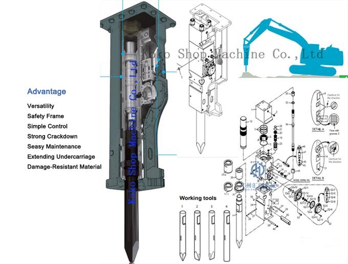 EB75 Rock Hammer SB43 Hydraulic Breaker for 6-9 Ton SOOSAN Excavator Spare Parts 1