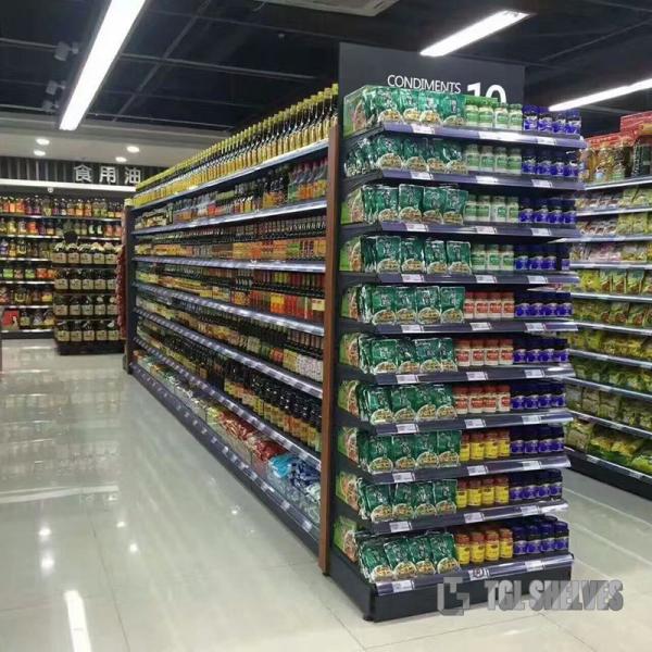 Buy cheap Gondola Shelving Units , Liquor Store Gondola Shelving wooden color Morden Style from wholesalers