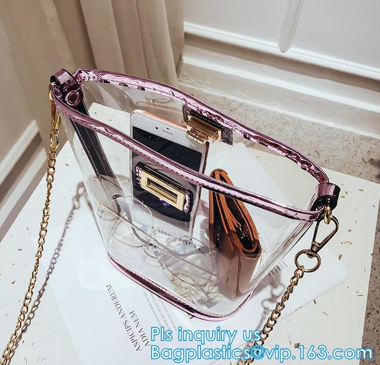 Waterproof Promotional Clear Tote Pvc Handle Shopping Bag, PVC Mat Waterproof Reusable Tote Shopping Bags, Summer Soft P