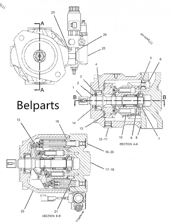 Steel Hydraulic Fan Motor E330D E336D 259-0815 Excavator Pump Group Piston