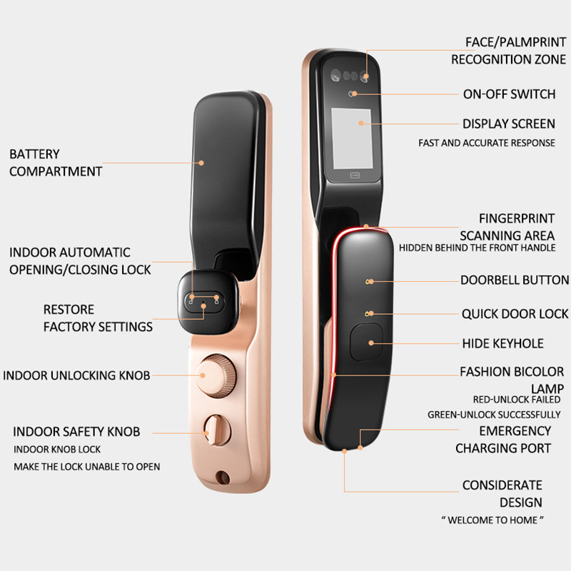 Cat Eye Door Bell Smart Face Fingerprint Automatic Front Door Locks