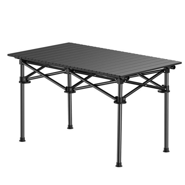 Outdoor Carbon Steel Small Aluminium Table Camping Black Compact Roll Up