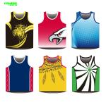 Body Length 46-82cm Round Neck Singlet , Digital Sublimation Mens Fitness