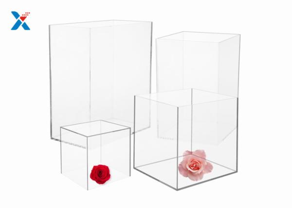 Buy cheap Square Acrylic Packaging Box 4 / 12 Inch 5 Sided Clear Acrylic Gift Boxes from wholesalers