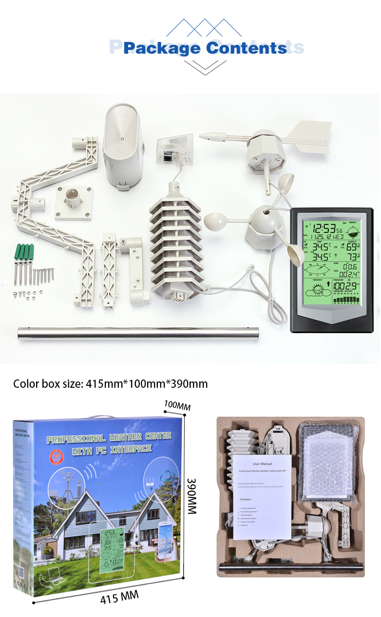 OEM Supported Outdoor Solar Weather Station With WIFI Temperature And Humidity Sensor