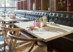 Leather Restaurant Sofa Set Fast Food Hotel Booth Sofa Diamond Button Decoration