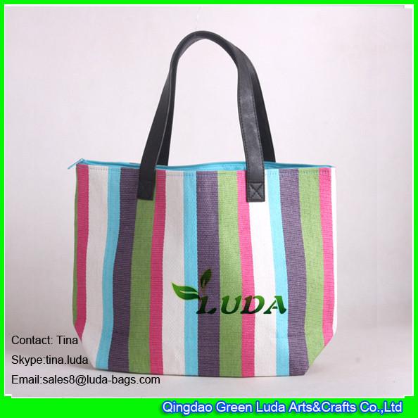 Buy cheap LUDA vetical striped summer big szie paper straw beach bags with leather handles from wholesalers