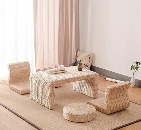 Buy cheap The Cane Makes Up Tea Table Natural Straw Woven Floor Table Natural fiber Window Table from wholesalers