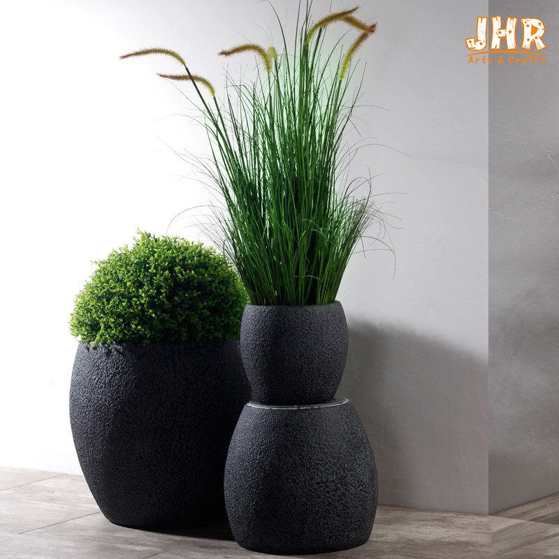 Modern Planters Clay Flower Pots Patio Planters MGO Pot Planter Set Grey Planters for Outside