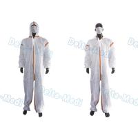 Buy cheap SMS White Disposable Coveralls , Chemical Protective Suit With Hood Tape Seam product