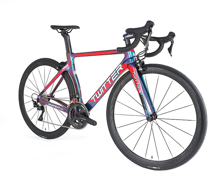 Durable Carbon Fiber Road Bike , Sports Racing Bicycle Reflective Decals Fork