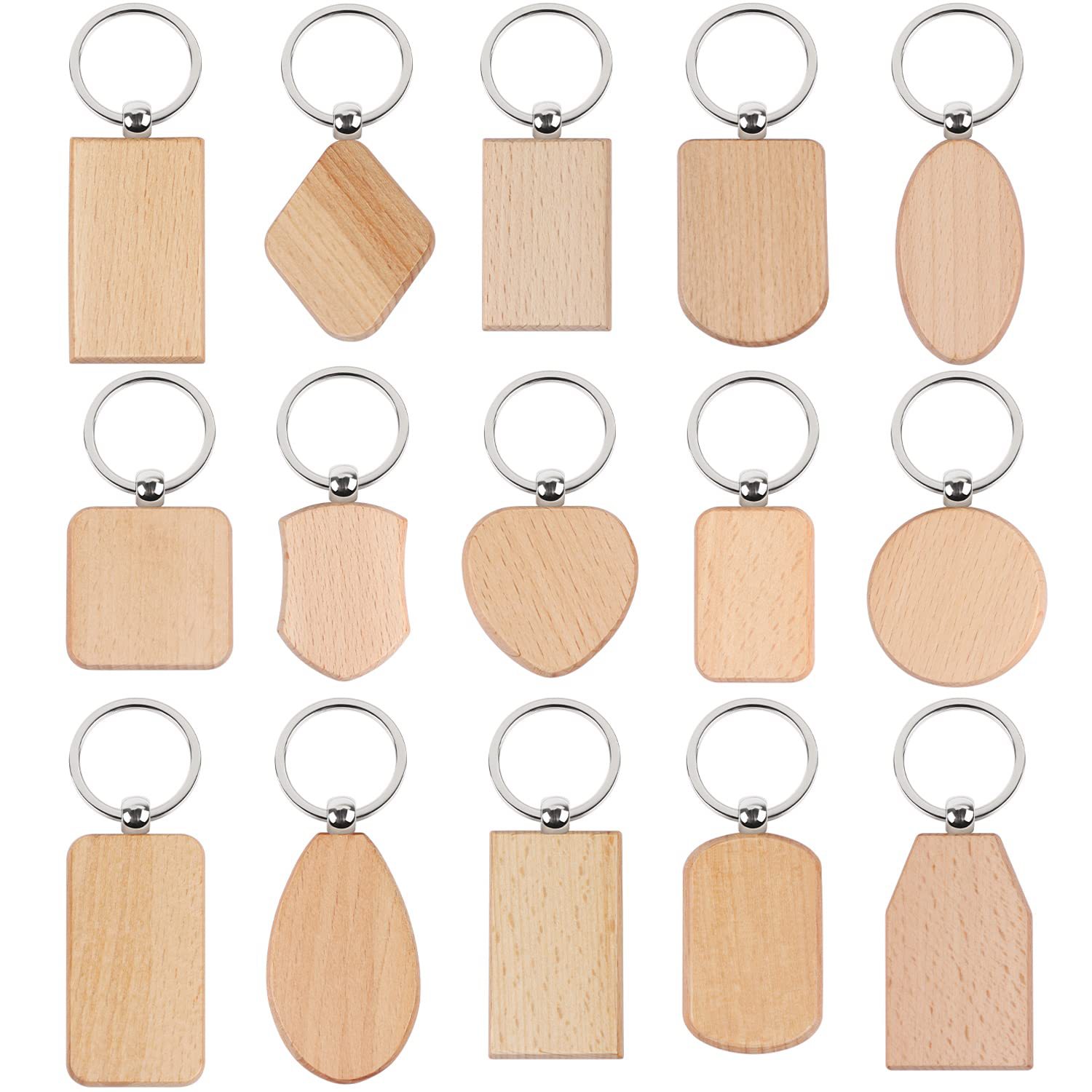 Customized Wooden Plywood Keychain, Wood Engraving Blanks for DIY Gift Crafts