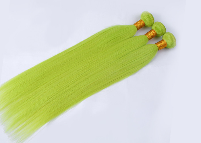 Fluorescent Green Virgin Human Hair Extensions Full Tightened NO Bad Smell