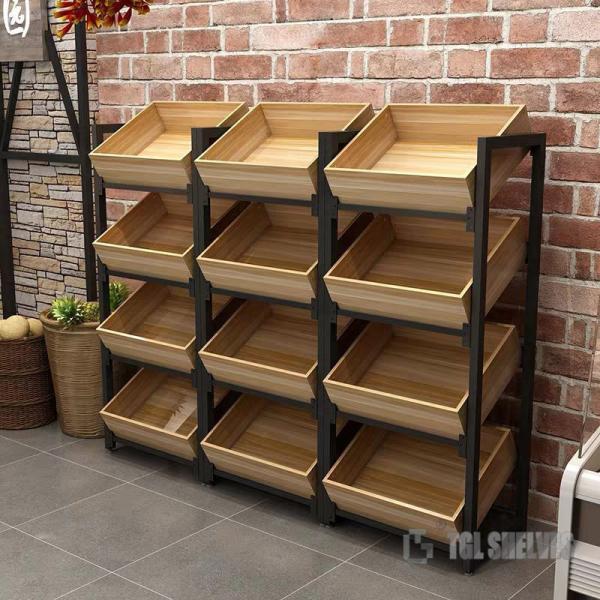 Buy cheap Wooden Steel Fruit And Vegetable Rack for Store 1200×800mm Size OEM from wholesalers