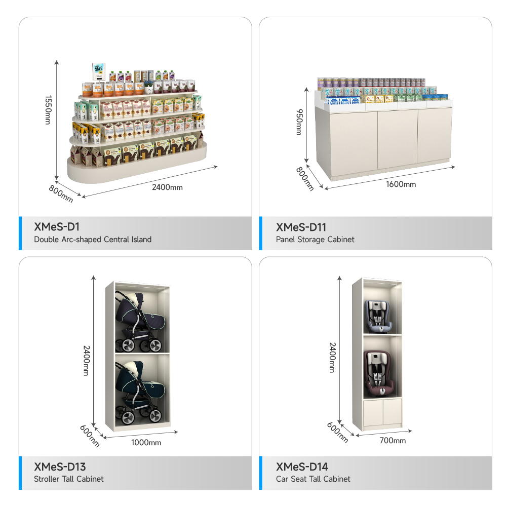 Baby Shop Display Rack Irregular-Shaped Paper Products High Cabinet without Side Panels for Maternity Store Design