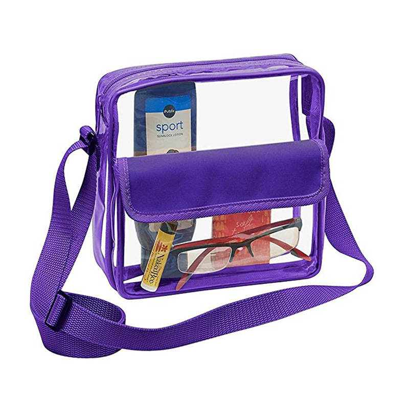 Customized Logo Clear Crossbody Purse Bag Letter Patches Available Stadium Approved Gym Clear Shoulder Tote Bag