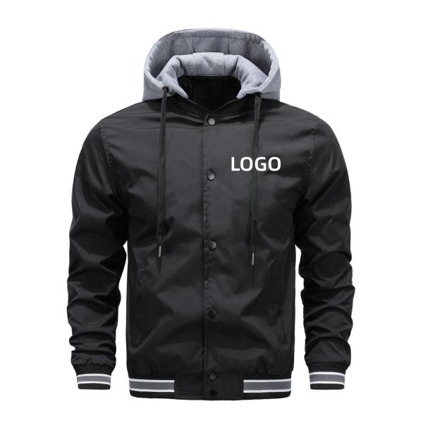 Buy cheap 2023 new cross-border hooded detachable single breathable fabric men's baseball jacket from wholesalers