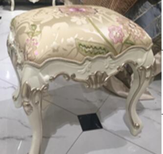 French Classical Style White Dressing Stool Hand - Made Curve 550X440X470 Mm