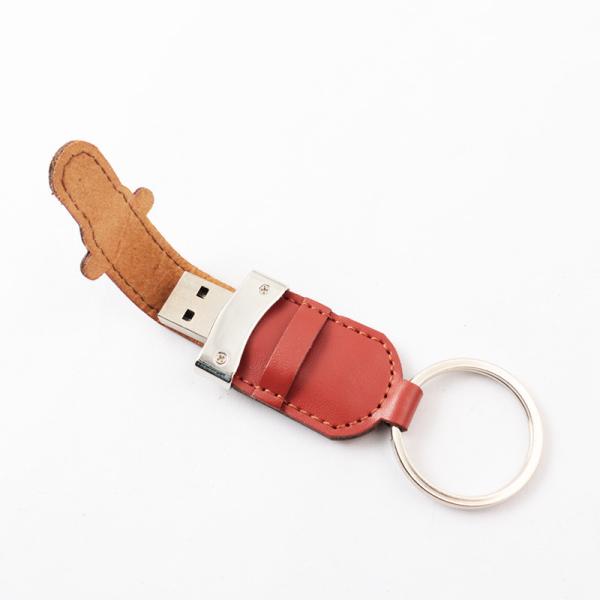 Buy cheap PU Cover And Leather Usb Stick With Metal Ring 2.0 Portable 64GB 128GB 30MB/S from wholesalers